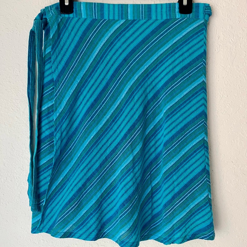 Prana Granite Bonita Fiefer Cotton Waist Tie Wrap Skirt Sarong Cover Up Boho M